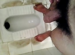 Pissing at home toilet